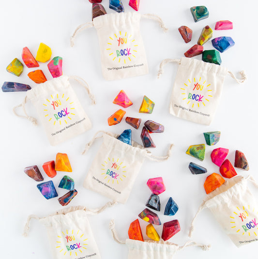 Kids Party Favors - Rainbow Rock Crayon Mini Bags