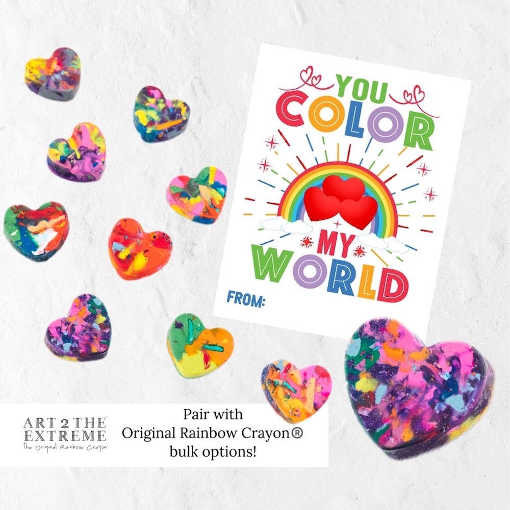 "You Color My World" - Kids Printable Valentine Card