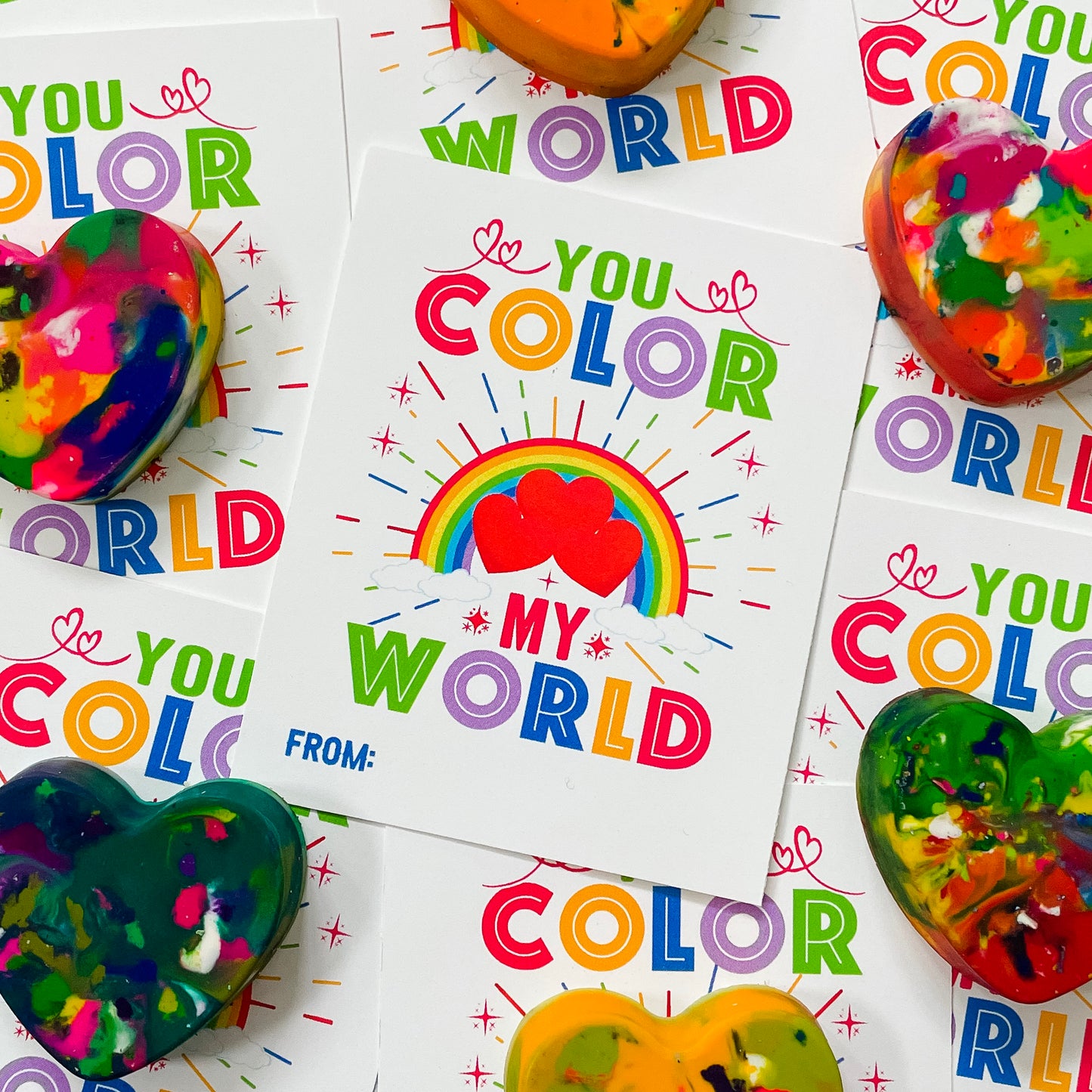 "You Color My World" - Kids Printable Valentine Card