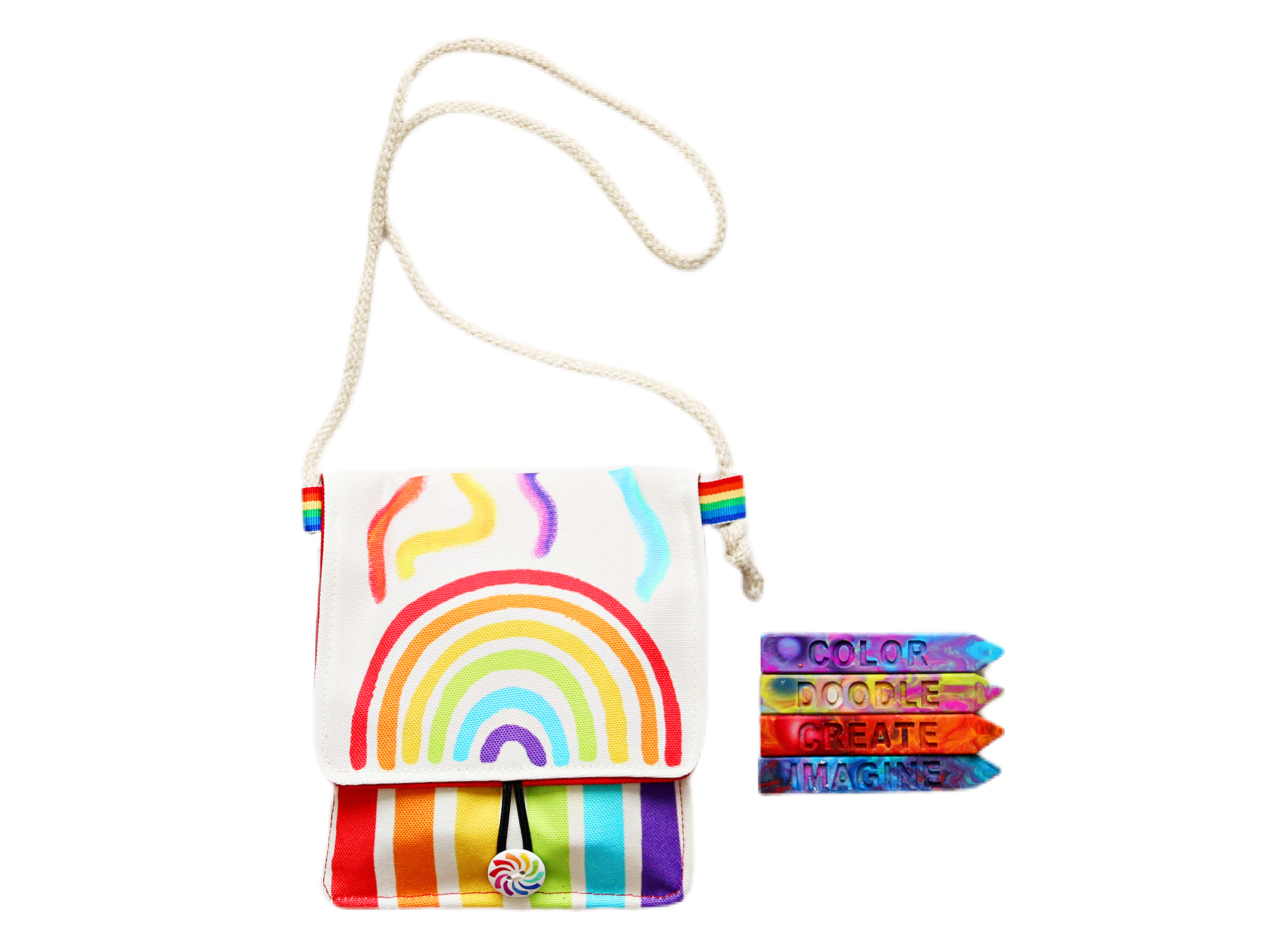 Rainbow Crayon purse by Art 2 the Extreme, Crayon shop specializing in custom crayon. Design your own crayons and make amazing crayon art with rainbow crayon artist crayons. extreme com