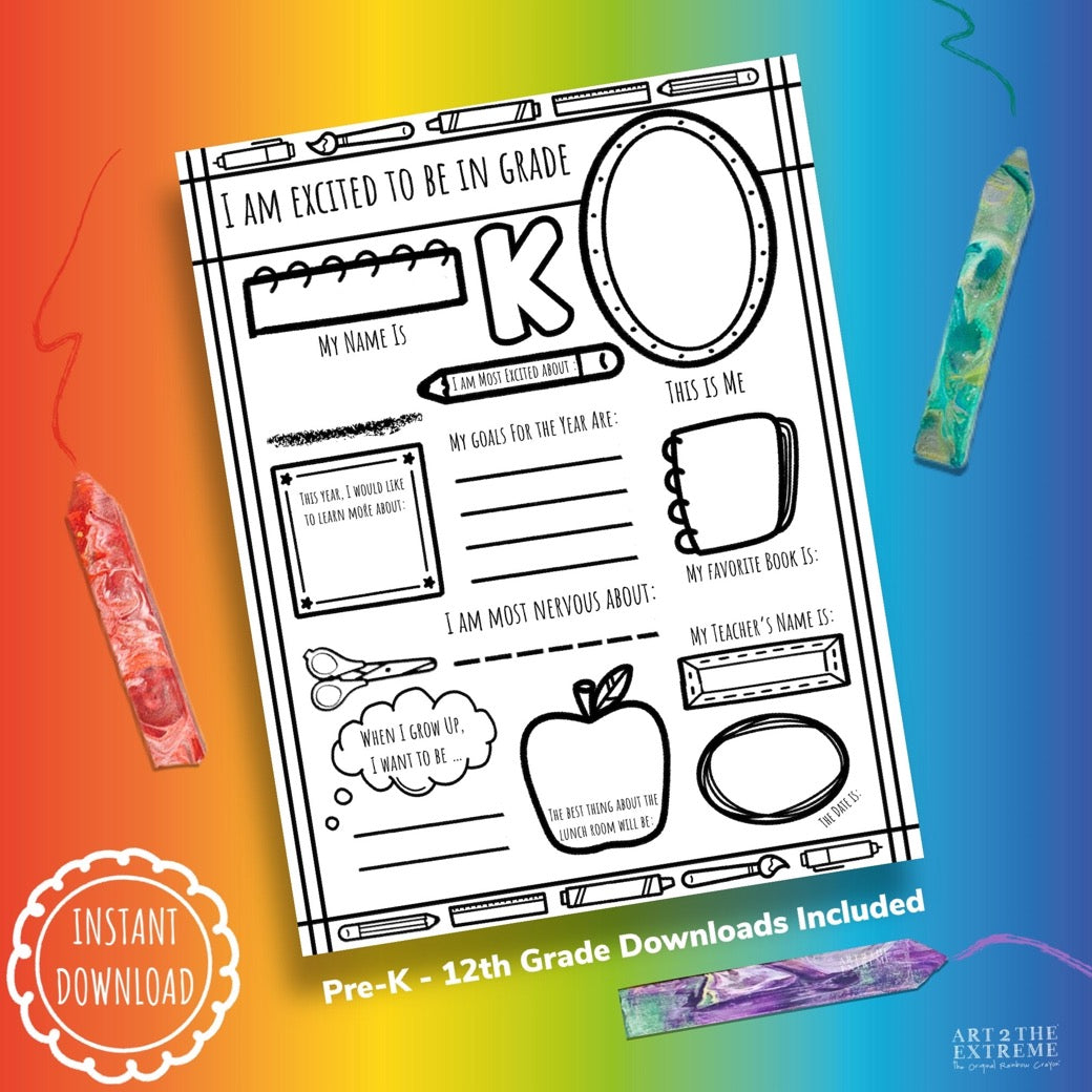 Back to School Activity for kids, Student interview printable for back to school. Instant printable download created by Art 2 the Extreme, crayon shop.