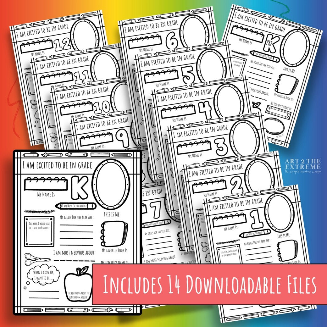 Back to School Activity for kids, Student interview printable for back to school. Instant printable download created by Art 2 the Extreme, crayon shop. 