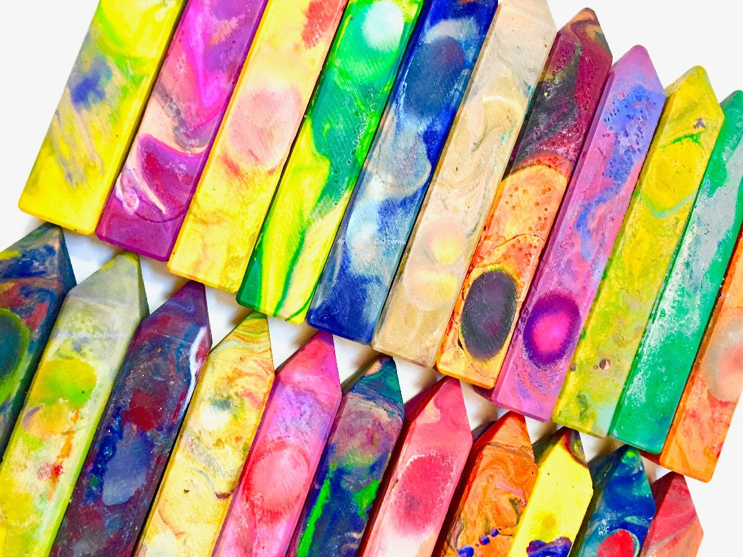 Handmade crayons from Art 2 the Extreme made from rainbow Crayola crayons, recycled Crayon Stix, crayon shop