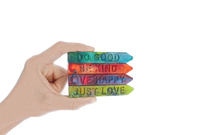 Customized Crayons from Art 2 the Extreme® the Original Rainbow Crayon® gifts for kids - 4Pk set of Kindness Crayons - Stocking Stuffers for kids