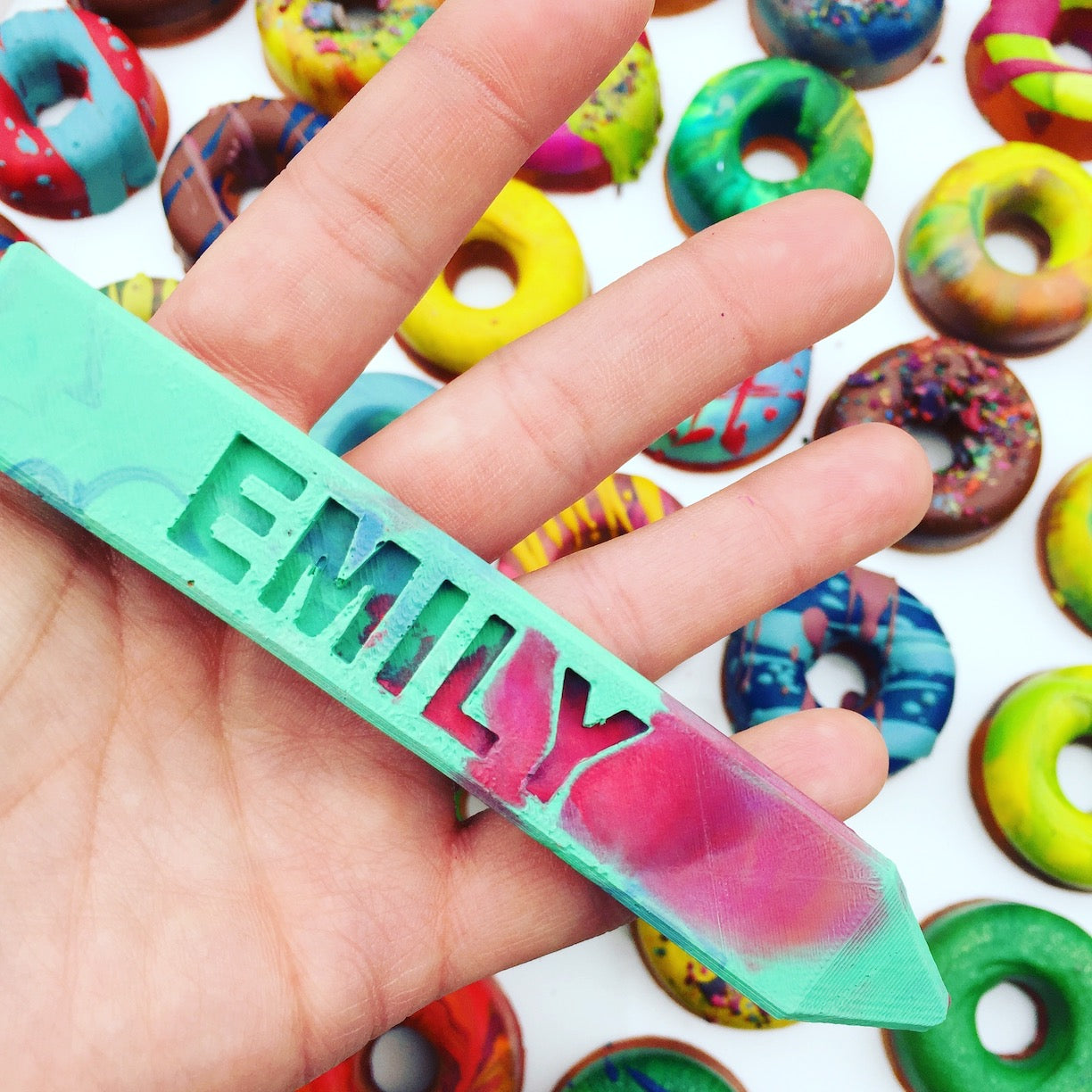 Rainbow crayon customized name Crayon Stix are multicolored crayon gifts for kids created by Art 2 the Extreme® The Original Rainbow Crayon®. Personalized gift idea for kids.