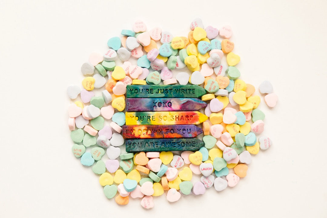 Valentine party favors for adults. Valentine's party favors for kids from recycled crayons.