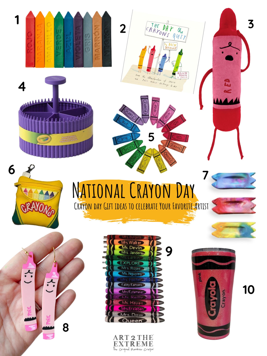 National Crayon Day gift ideas, Art teacher gifts, Teacher gift ideas, Gift guide for artists