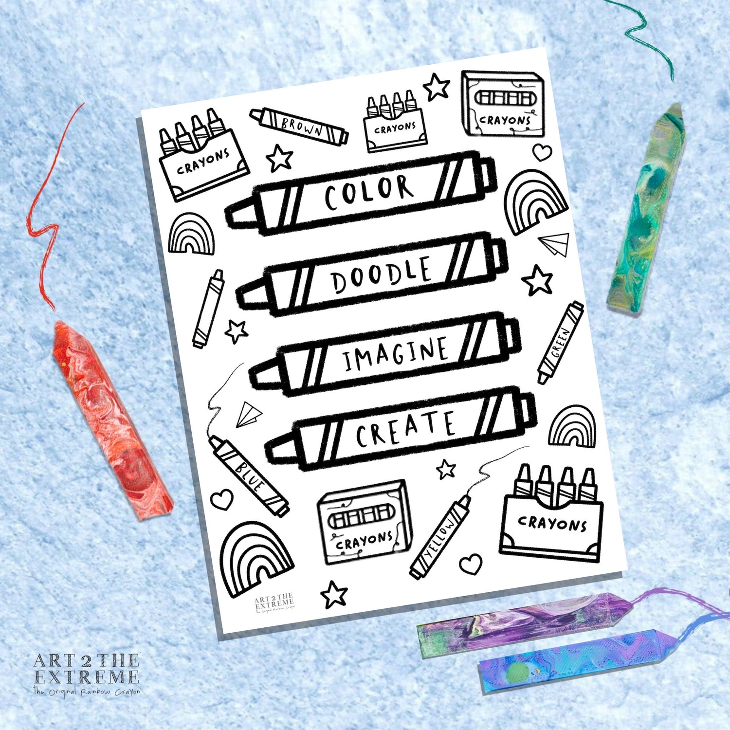 Printable coloring pages and free worksheets for teachers, kids, and learning at home. Pair arts and craft activity sheets with rainbow crayon gifts!