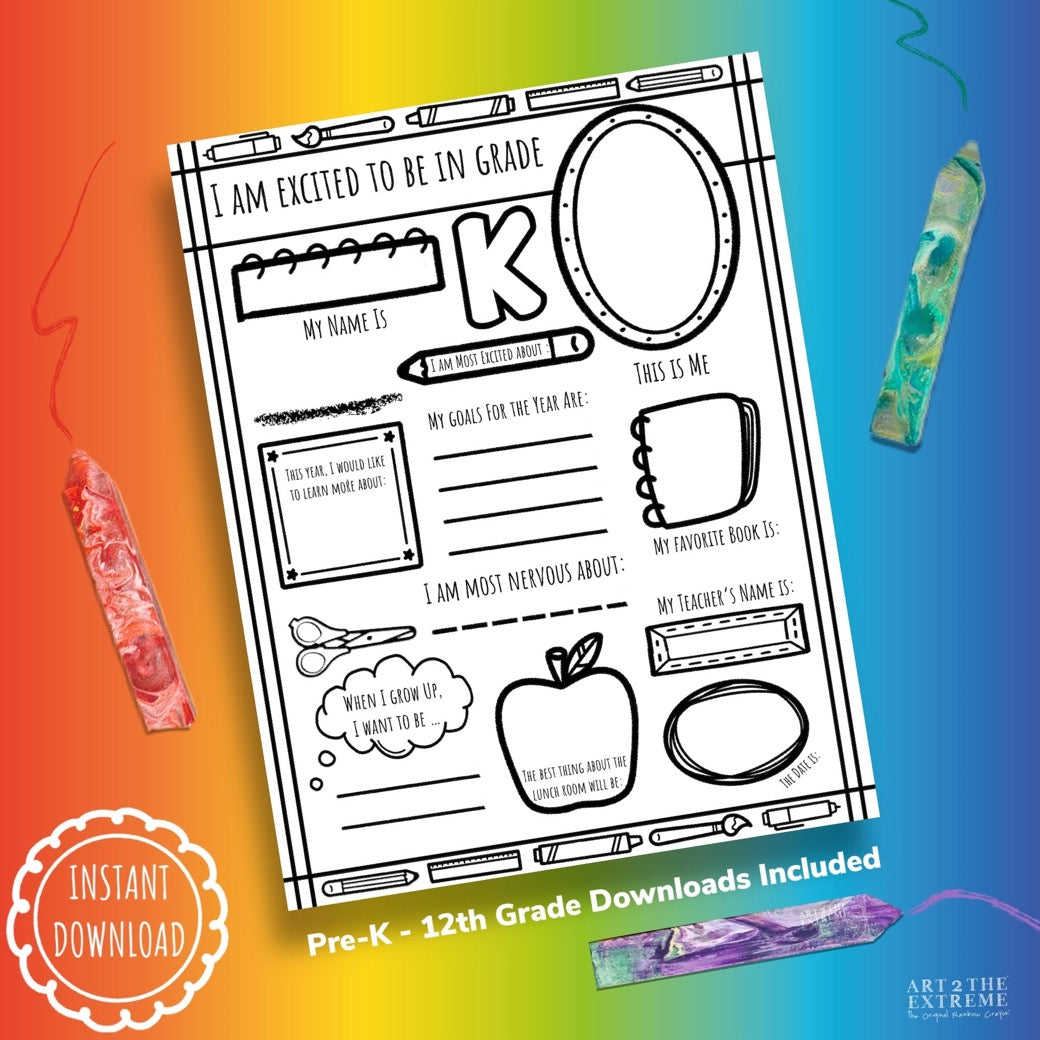Back to School Activity for kids, Student interview printable for back to school. Instant printable download created by Art 2 the Extreme, crayon shop. 