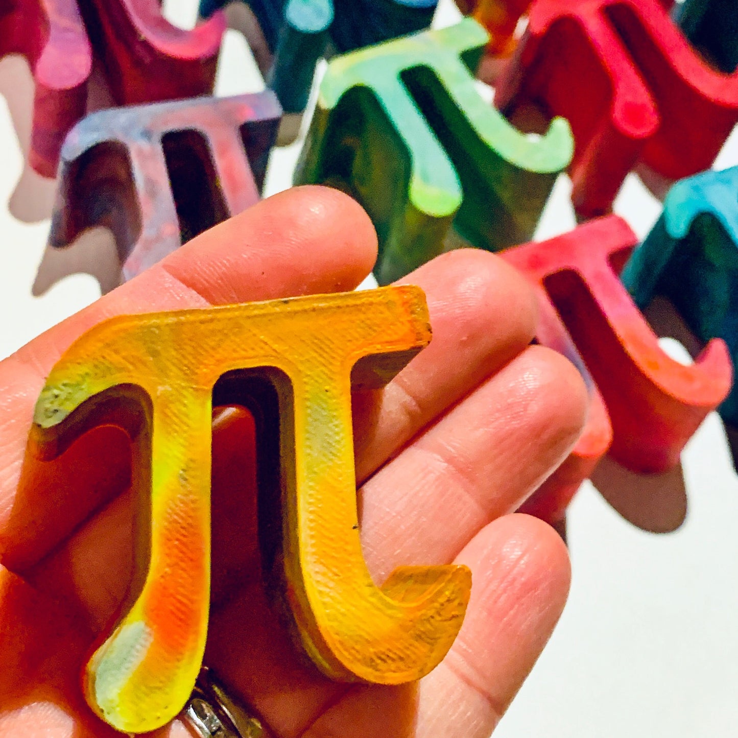 Pi Day activity rainbow crayons, Coloring crayons for Pi Day celebration , Pi shaped symbol crayons in rainbow colors