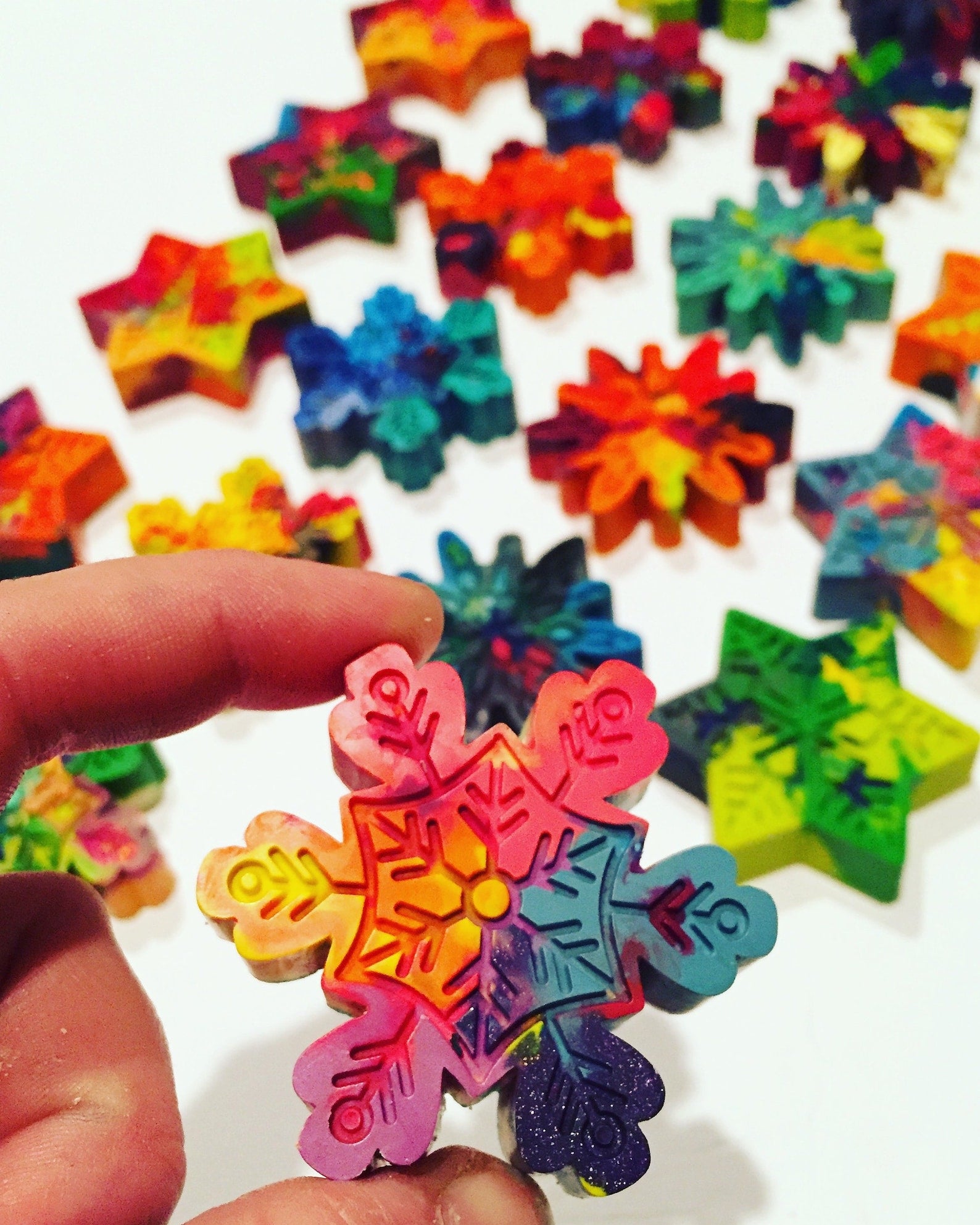 Rainbow Cotton Ball Snowflake Craft - New Horizon Academy